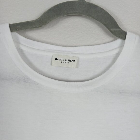 SAINT LAURENT PARIS short sleeve tee women's white size M/L - Picture 3 of 6